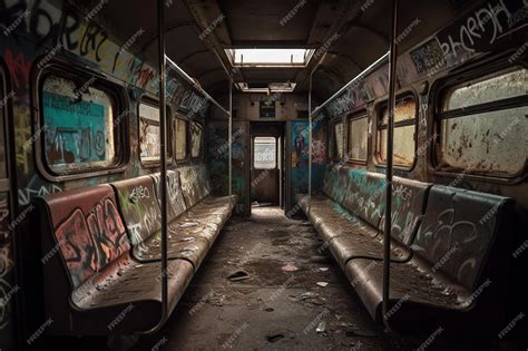 Premium AI Image | A train car with graffiti on the walls and the word ...