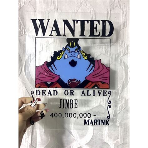 Jinbei Wanted Poster Mugiwara One Piece Anime Glass Arts Shopee