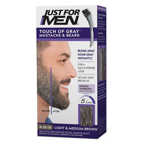 Buy Just For Men Touch Of Gray Mustache And Beard Beard Coloring For Gray Hair With Brush