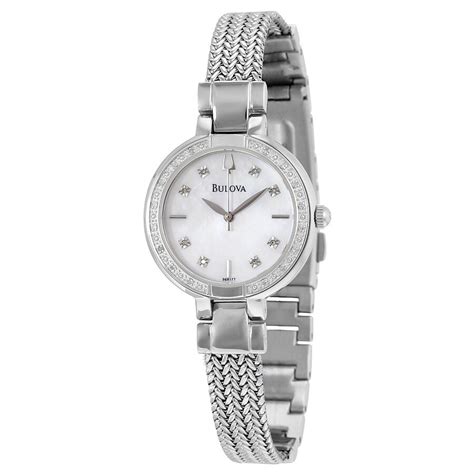 Bulova Aracena Diamond Bezel Mother Of Pearl Stainless Steel Ladies