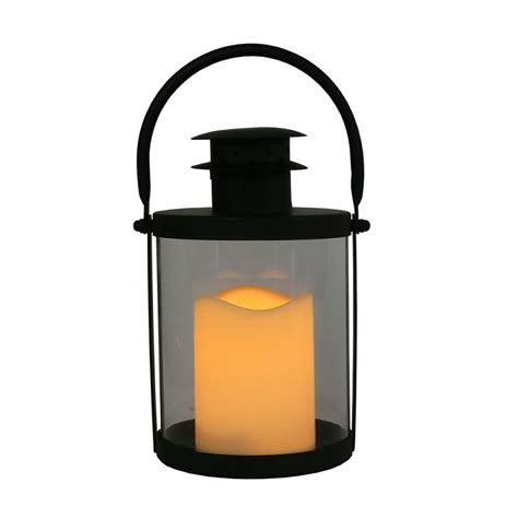 Lanterna De Metal E Vidro Vela De Led 26cmx12cmx14cm