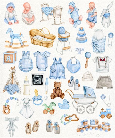 Watercolor Baby Boy Clipart It S A Boy Clipart Baby Etsy UK