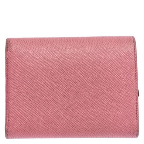 Prada Pink Saffiano Leather Bow Flap Trifold Wallet At Stdibs Prada