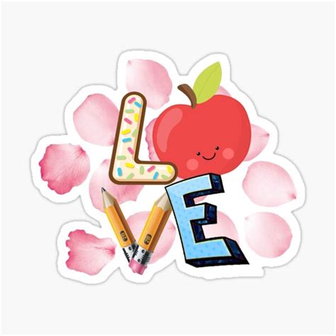 Love Teacher Life Apple Pencil Teacher Appreciation Sticker By