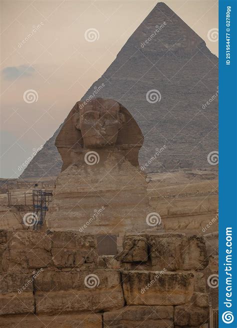 Landschap Met Egyptische Pyramiden Grote Sphinx En Silhouettes Oude