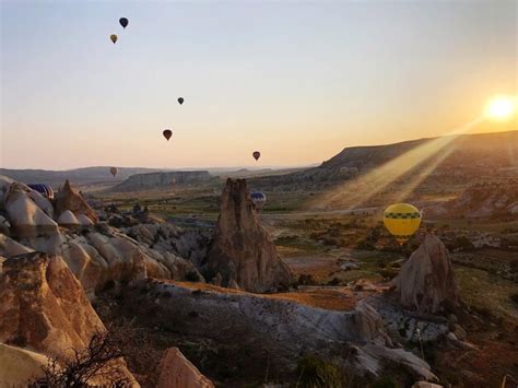 Premium Photo View Of Hot Air Balloon At Sunset