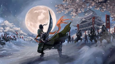 One Piece A Man With Sword Fighting With Background Of Moon 4K HD Anime ...