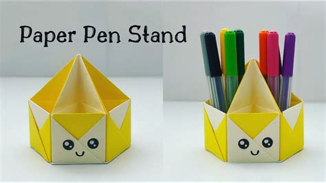 How To Make Paper Pen Stand Origami Pen Holder Paper Crafts For