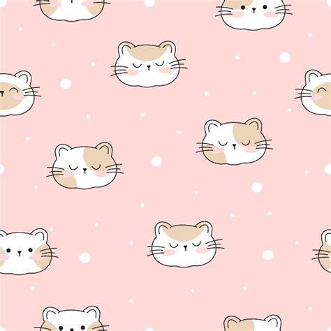 Premium Vector Draw Seamless Pattern With Cute Cats Faces On Pink