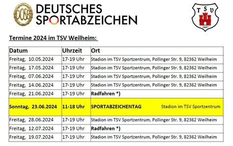 Infos Zum Sportabzeichen Im Tsv Weilheim Tsv Weilheim E V