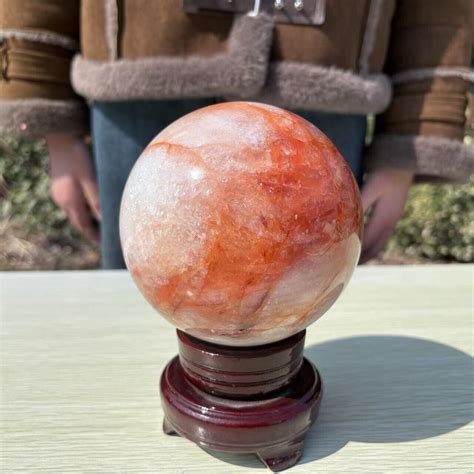 Lb Large Natural Red Fire Quartz Hematoid Sphere Crystal Ball