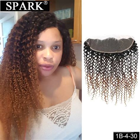 Spark Brazilian Human Hair Closure Kinky Curly Lace Frontal Closure