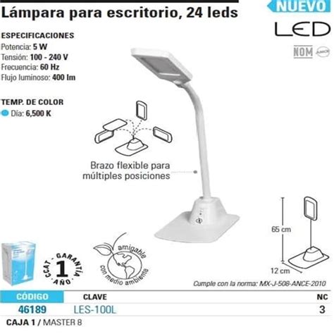 46189 LES 100L LAMPARA DE ESCRITORIO DE 24 LEDS 5W 120 240V L DIA