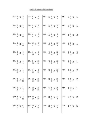 Multiplying Fractions Practice Random Worksheet By Bullo01 Teaching