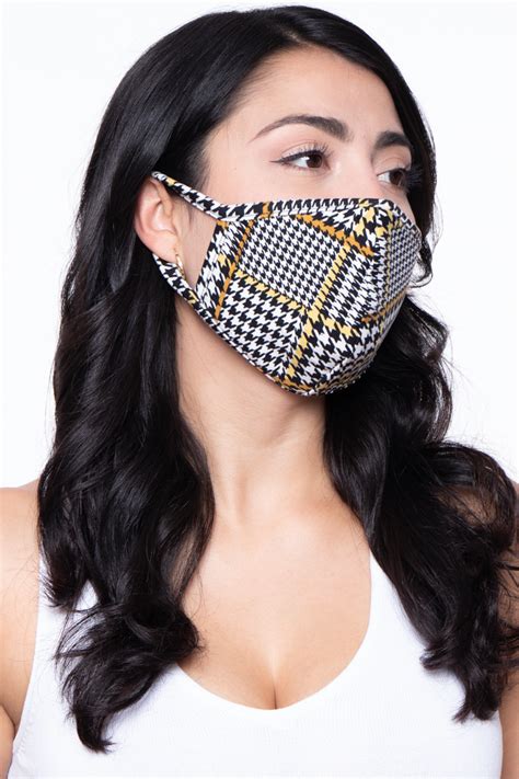 Find Best Curvy Sense Washable And Reusable Face Mask Gingham Gold Face Masks Long Distance