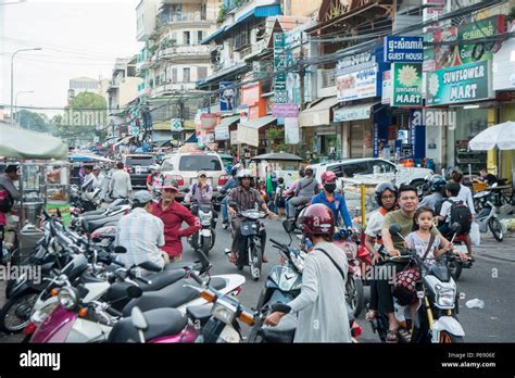 Street Scene On A Road In The City Of Phnom Penh Of Cambodia Cambodia