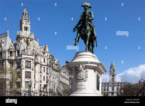 City Of Porto Portugal Statue Of Dom Pedro In Avenida Dos Aliados