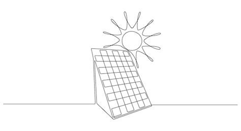 Un dessin au trait continu du panneau solaire avec le soleil Énergie