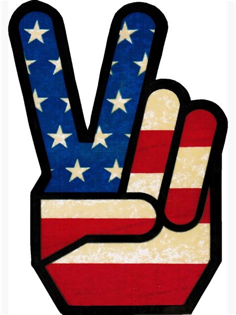 Vintage Peace Sign Fingers American Flag Poster For Sale By Hilda74