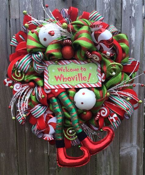 Christmas Mesh Wreath Christmas Wreath Holiday Wreath Red Green