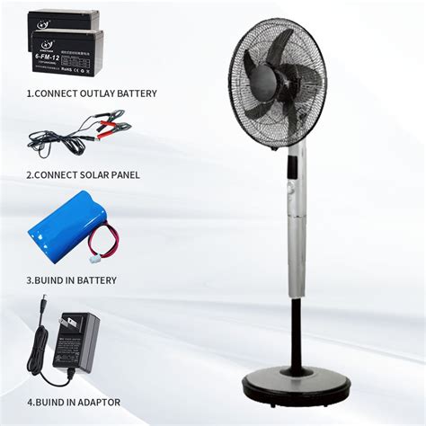 18 Inch Solar Rechargeable Stand Fan With Large Wind And Lighting