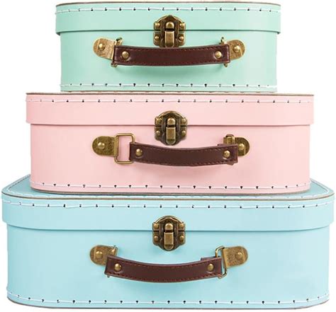 Set Of 3 Retro Storage Suitcases Uk Home And Kitchen