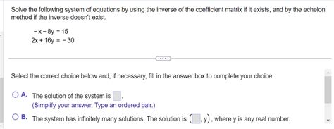 Solved Solve The Following System Of Equations By Using The Chegg