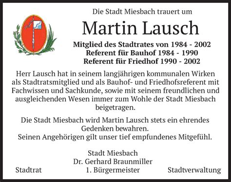 Traueranzeigen Von Martin Lausch Trauer Merkur De