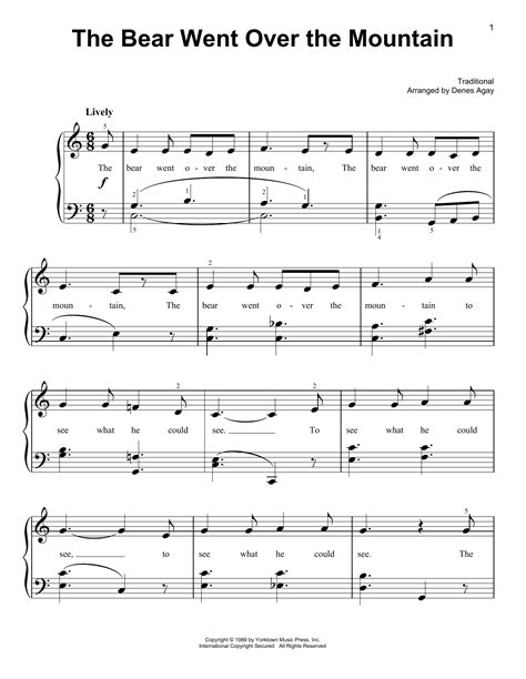 Traditional "The Bear Went Over The Mountain (arr. Denes Agay)" Sheet Music PDF Notes, Chords ...