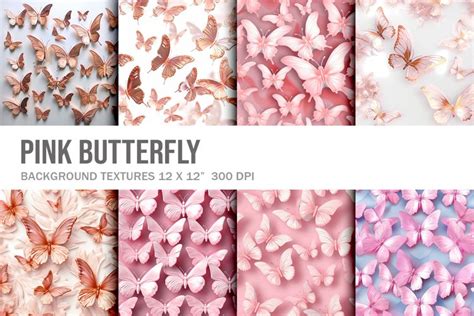 Pink Butterfly Pattern Background Digital Paper Wallpaper