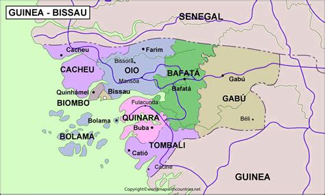 Free Printable Labeled And Blank Map Of Guinea Bissau In PDF World