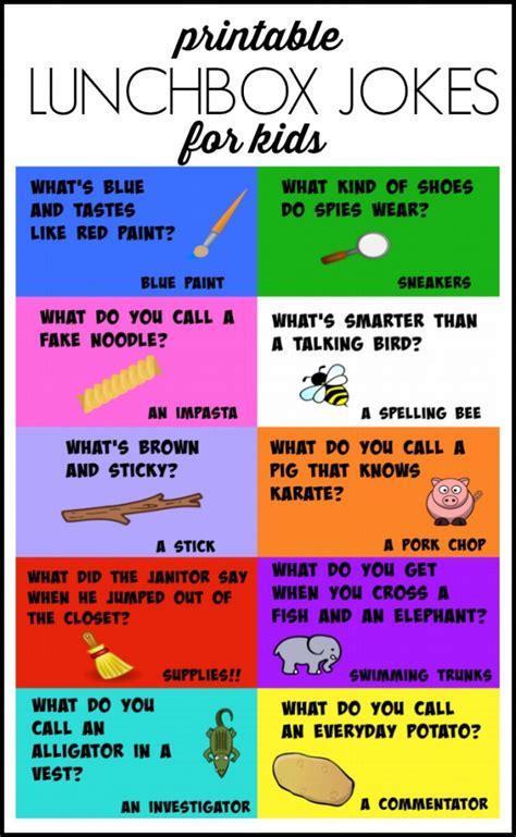 Printable lunch box jokes for kids