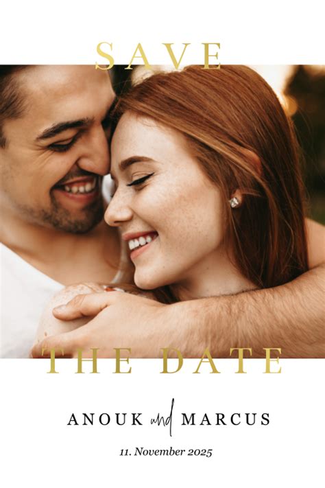 Elegant Schlichte Save The Date Karte Mit Foliendruck Und Bl Ttern