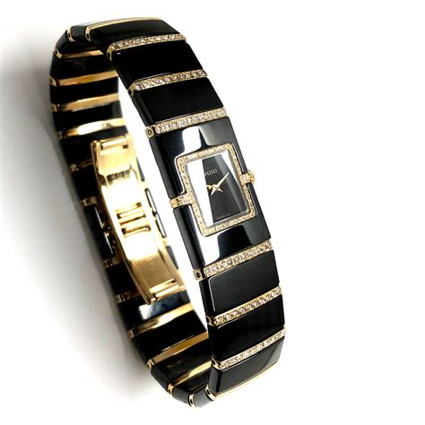 Rado Diastar 18k Yellow Gold Steel And High Tech Black Ceramics 075tcw