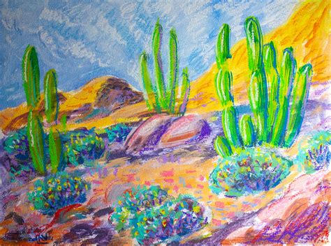 Cactus Painting Original Art Desert Original Painting 7 by 9.5 | Etsy