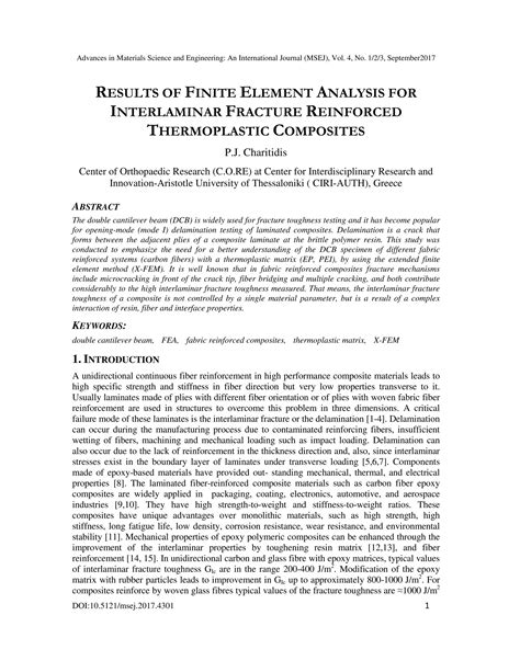 Results Of Finite Element Analysis For Interlaminar Fracture Reinforced