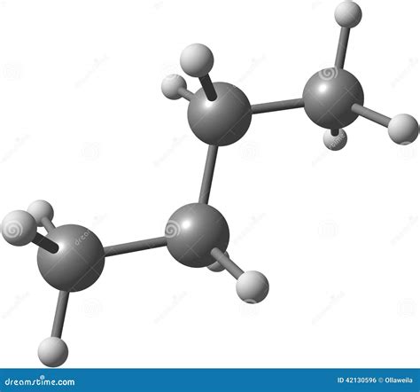 Estructura Molecular Del Butano En Blanco Stock de ilustración