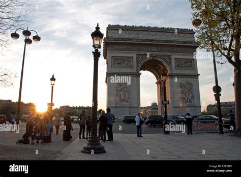 Arc De Triomphe Paris France Sunset Stock Photo Alamy