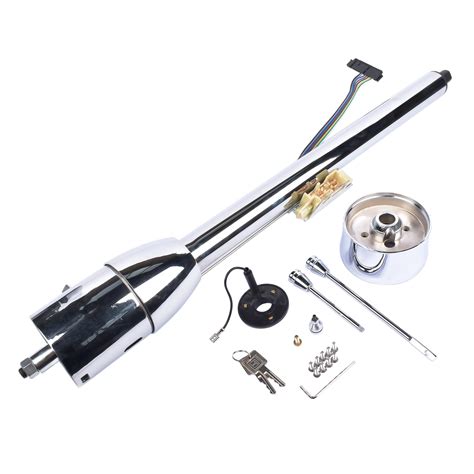 GELUOXI Chrome 32 Floor Shift Tilt Manual Steering Column W Key 9