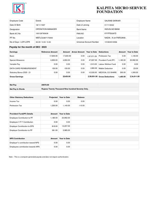 Payslip Pdf Paycheck Taxation
