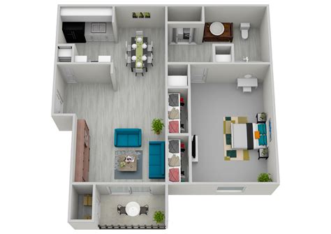 1 Bedroom 1 Bath Floor Plan at Lakeside Vintage