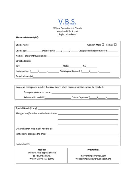 Fillable Online Vbs Registration Formdocx Fax Email Print Pdffiller