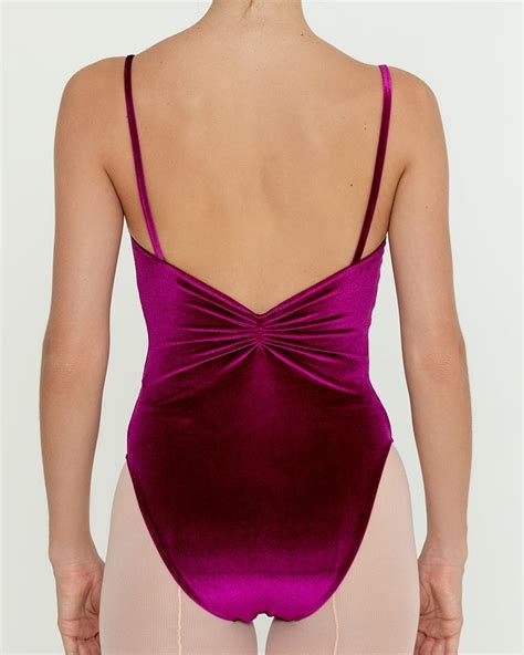 Bullet Pointe Pinch Front Velvet Camisole Leotard Womens Dancewear