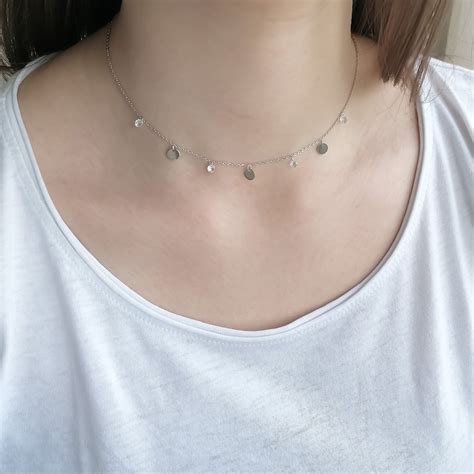 Srebrny naszyjnik choker celebrytka z kryształkami pr 925 Sklep