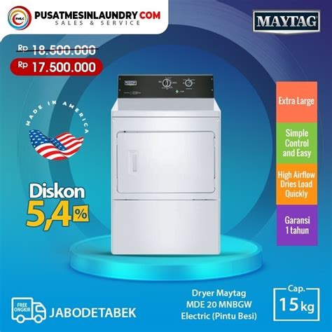 Jual Maytag Mesin Pengering Listrik 15kg Pintu Besi MDE20 Heavy Duty