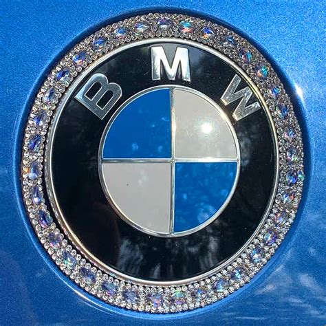 Blue Bling Bmw Logo Front Or Rear Grille Or Steering Wheel Emblem Rhin Carsoda