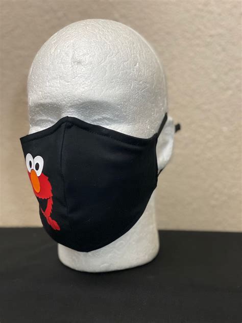 Elmo Face Mask With Nose Wire Elastic With Adjustable Bead Etsy