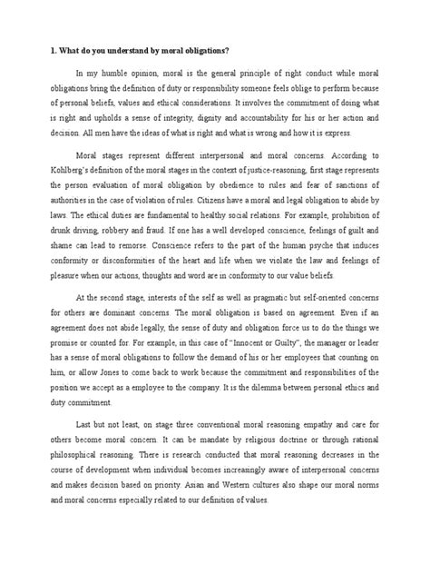 understand  moral obligations  morality