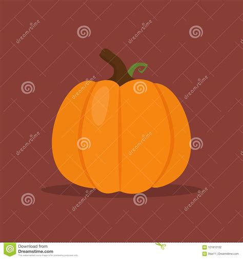 Orange Pumpkin Vector Illustration Autumn Halloween Pumpkin Vegetable