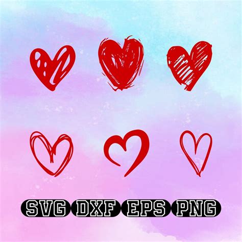 Heart Svg Bundle Hand Drawn Heart Svg Doodle Heart Svg Etsy